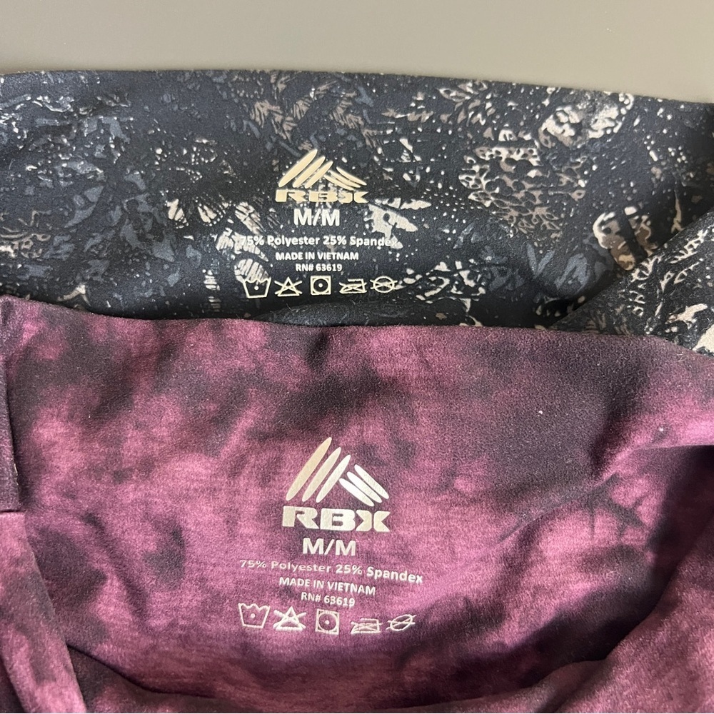 RBX Capri Leggings Set 2 Pair Size Medium Tie Dye Athletic Activewear - Picture 3 of 5